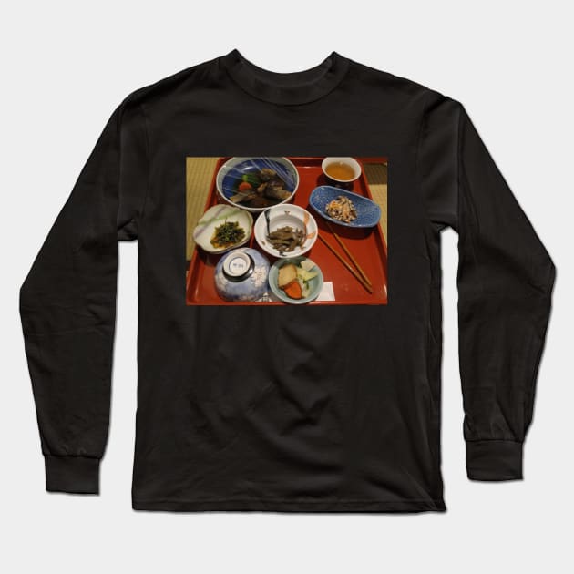 Traditional Japanese Hot Springs Meal Long Sleeve T-Shirt by Stephfuccio.com